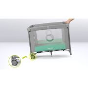 Lionelo - Tarc de joaca, Pliabil, Include covor educational incorporat cu 4 jucarii Velcro si geanta de transport, Cu roti si inchidere laterala, Saltea din spuma, 100x100 cm, Verde BYNLO-MILLE_GREY_GREEN