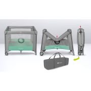 Lionelo - Tarc de joaca, Pliabil, Include covor educational incorporat cu 4 jucarii Velcro si geanta de transport, Cu roti si inchidere laterala, Saltea din spuma, 100x100 cm, Verde BYNLO-MILLE_GREY_GREEN