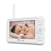 Lionelo - Videofon Babyline 8.3, Cu termometru, Cu melodii, Comunicare in 2 sensuri, Rotire 360 grade, Alb BYNLOC-BABYLINE_8.3_WHITE
