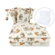 MimiNu - Set lenjerie patut 5 piese, Cu pilota si perna, Din bumbac certificat Oeko Tex Standard 100, Pentru patut 120x60 cm, Design, Time for fun BYN6426972024303