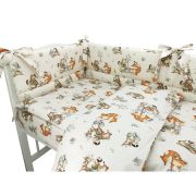MimiNu - Set lenjerie patut 5 piese, Cu pilota si perna, Din bumbac certificat Oeko Tex Standard 100, Pentru patut 120x60 cm, Design, Time for fun BYN6426972024303