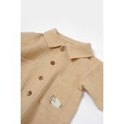 Salopeta cu maneca scurta si nasturei Sheep, 100% bumbac - Apricot, BabyCosy (Marime: 18-24 Luni) JEMBC-CSYM7041-18