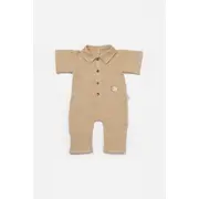 Salopeta cu maneca scurta si nasturei Sheep, 100% bumbac - Apricot, BabyCosy (Marime: 3-6 Luni) JEMBC-CSYM7041-3