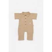 Salopeta cu maneca scurta si nasturei Sheep, 100% bumbac - Apricot, BabyCosy (Marime: 9-12 luni) JEMBC-CSYM7041-9