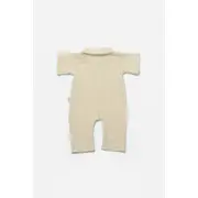 Salopeta cu maneca scurta si nasturei Sheep, 100% bumbac - Stone, BabyCosy (Marime: 12-18 Luni) JEMBC-CSYM7039-12
