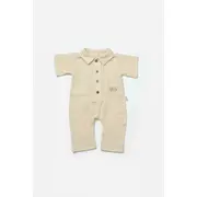 Salopeta cu maneca scurta si nasturei Sheep, 100% bumbac - Stone, BabyCosy (Marime: 18-24 Luni) JEMBC-CSYM7039-18