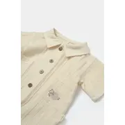Salopeta cu maneca scurta si nasturei Sheep, 100% bumbac - Stone, BabyCosy (Marime: 18-24 Luni) JEMBC-CSYM7039-18