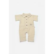 Salopeta cu maneca scurta si nasturei Sheep, 100% bumbac - Stone, BabyCosy (Marime: 6-9 luni) JEMBC-CSYM7039-6