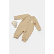 Salopeta cu nasturei, Winter muselin, 100% bumbac - Apricot, BabyCosy (Marime: 9-12 luni) JEMBC-CSYM7038-9