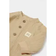 Salopeta cu nasturei, Winter muselin, 100% bumbac - Apricot, BabyCosy (Marime: 9-12 luni) JEMBC-CSYM7038-9