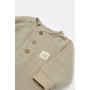 Salopeta cu nasturei, Winter muselin, 100% bumbac - Verde, BabyCosy (Marime: 12-18 Luni) JEMBC-CSYM7037-12