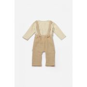 Set bluza si salopeta, Winter muselin, 100% bumbac - Apricot, BabyCosy (Marime: 3-6 Luni) JEMBC-CSYM7047-3