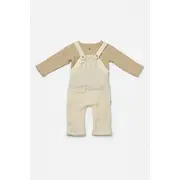 Set bluza si salopeta, Winter muselin, 100% bumbac - Stone, BabyCosy (Marime: 6-9 luni) JEMBC-CSYM7045-6