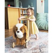Little Bird Told Me - Peanut Pup Walker, Push Along  Ride On Toy Pentru Copii De Peste 1 An, King Charles Spaniel Caine Pufos Pentru Copii Mici, Cadru Robust Din Lemn, Scaun Captusit Pjblb3110
