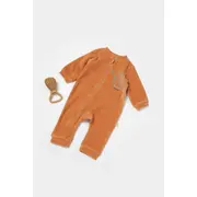 Salopeta Elefant cu maneca lunga din 80%bumbac organic si 20% poliester - Caramiziu, BabyCosy (Marime: 18-24 Luni) JEMBC-CSYK6054-18