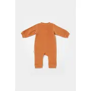 Salopeta Elefant cu maneca lunga din 80%bumbac organic si 20% poliester - Caramiziu, BabyCosy (Marime: 18-24 Luni) JEMBC-CSYK6054-18