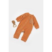 Salopeta Elefant cu maneca lunga din 80%bumbac organic si 20% poliester - Caramiziu, BabyCosy (Marime: 6-9 luni) JEMBC-CSYK6054-6