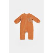 Salopeta Elefant cu maneca lunga din 80%bumbac organic si 20% poliester - Caramiziu, BabyCosy (Marime: 9-12 luni) JEMBC-CSYK6054-9