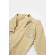 Salopeta Elefant cu maneca lunga din 80%bumbac organic si 20% poliester - Stone, BabyCosy (Marime: 12-18 Luni) JEMBC-CSYK6052-12