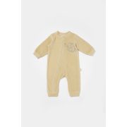 Salopeta Elefant cu maneca lunga din 80%bumbac organic si 20% poliester - Stone, BabyCosy (Marime: 3-6 Luni) JEMBC-CSYK6052-3