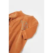Salopeta Elefant cu maneca lunga si botosei din 80%bumbac organic si 20% poliester - Caramiziu, BabyCosy (Marime: 6-9 luni) JEMBC-CSYK6039-6
