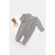 Salopeta Elefant cu maneca lunga si botosei din 80%bumbac organic si 20% poliester - Gri, BabyCosy (Marime: 0-3 Luni) JEMBC-CSYK6041-0