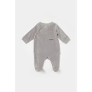 Salopeta Elefant cu maneca lunga si botosei din 80%bumbac organic si 20% poliester - Gri, BabyCosy (Marime: 0-3 Luni) JEMBC-CSYK6041-0