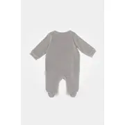 Salopeta Elefant cu maneca lunga si botosei din 80%bumbac organic si 20% poliester - Gri, BabyCosy (Marime: 3-6 Luni) JEMBC-CSYK6041-3