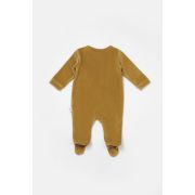 Salopeta Elefant cu maneca lunga si botosei din 80%bumbac organic si 20% poliester - Mustar, BabyCosy (Marime: 6-9 luni) JEMBC-CSYK6040-6