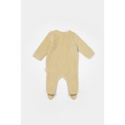 Salopeta Elefant cu maneca lunga si botosei din 80%bumbac organic si 20% poliester - Stone, BabyCosy (Marime: 0-3 Luni) JEMBC-CSYK6037-0