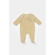 Salopeta Elefant cu maneca lunga si botosei din 80%bumbac organic si 20% poliester - Stone, BabyCosy (Marime: 0-3 Luni) JEMBC-CSYK6037-0