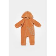Salopeta Elefant cu maneca lunga si gluga din 80%bumbac organic si 20% poliester - Caramiziu, BabyCosy (Marime: 6-9 luni) JEMBC-CSYK6044-6