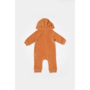 Salopeta Elefant cu maneca lunga si gluga din 80%bumbac organic si 20% poliester - Caramiziu, BabyCosy (Marime: 9-12 luni) JEMBC-CSYK6044-9