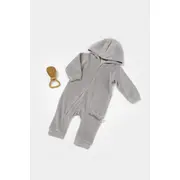 Salopeta Elefant cu maneca lunga si gluga din 80%bumbac organic si 20% poliester - Gri, BabyCosy (Marime: 3-6 Luni) JEMBC-CSYK6046-3