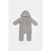 Salopeta Elefant cu maneca lunga si gluga din 80%bumbac organic si 20% poliester - Gri, BabyCosy (Marime: 3-6 Luni) JEMBC-CSYK6046-3