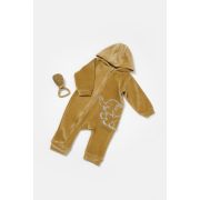 Salopeta Elefant cu maneca lunga si gluga din 80%bumbac organic si 20% poliester - Mustar, BabyCosy (Marime: 6-9 luni) JEMBC-CSYK6045-6