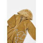 Salopeta Elefant cu maneca lunga si gluga din 80%bumbac organic si 20% poliester - Mustar, BabyCosy (Marime: 6-9 luni) JEMBC-CSYK6045-6