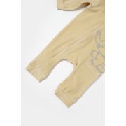 Salopeta Elefant cu maneca lunga si gluga din 80%bumbac organic si 20% poliester - Stone, BabyCosy (Marime: 12-18 Luni) JEMBC-CSYK6042-12