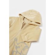 Salopeta Elefant cu maneca lunga si gluga din 80%bumbac organic si 20% poliester - Stone, BabyCosy (Marime: 18-24 Luni) JEMBC-CSYK6042-18