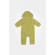 Salopeta Elefant cu maneca lunga si gluga din 80%bumbac organic si 20% poliester - Verde, BabyCosy (Marime: 12-18 Luni) JEMBC-CSYK6043-12