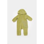 Salopeta Elefant cu maneca lunga si gluga din 80%bumbac organic si 20% poliester - Verde, BabyCosy (Marime: 3-6 Luni) JEMBC-CSYK6043-3