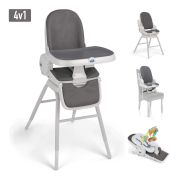 Scaun De Masa 4in1 Pentru Bebelusi Si Copii, Cam   Original, Inaltime Ajustabila, Varsta 0-14 Ani, Pliabil, Centura De Siguranta In 5 Puncte, Depozitare, Gri Pjb9220010