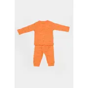 Set 3 piese:bluza, pantaloni si caciulita Printed, BabyCosy, 50% modal+50% bumbac, Apricot (Marime: 3-6 Luni) JEMBC-CSYM25505-3