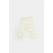 Set 3 piese:bluza, pantaloni si caciulita Printed, BabyCosy, 50% modal+50% bumbac, Ecru (Marime: 3-6 Luni) JEMBC-CSYM25500-3