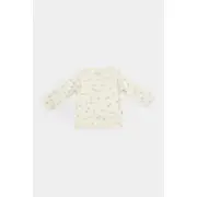 Set 3 piese:bluza, pantaloni si caciulita Printed, BabyCosy, 50% modal+50% bumbac, Ecru (Marime: 9-12 luni) JEMBC-CSYM25500-9