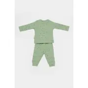 Set 3 piese:bluza, pantaloni si caciulita Printed, BabyCosy, 50% modal+50% bumbac, Verde (Marime: 12-18 Luni) JEMBC-CSYM25503-12