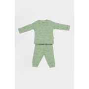 Set 3 piese:bluza, pantaloni si caciulita Printed, BabyCosy, 50% modal+50% bumbac, Verde (Marime: 6-9 luni) JEMBC-CSYM25503-6