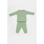 Set 3 piese:bluza, pantaloni si caciulita Printed, BabyCosy, 50% modal+50% bumbac, Verde (Marime: 9-12 luni) JEMBC-CSYM25503-9