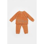 Set bluzita si pantaloni Elefant, 80%bumbac organic si 20% poliester - Caramiziu, BabyCosy (Marime: 6-9 luni) JEMBC-CSYK6049-6