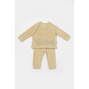 Set bluzita si pantaloni Elefant, 80%bumbac organic si 20% poliester - Stone, BabyCosy (Marime: 18-24 Luni) JEMBC-CSYK6047-18